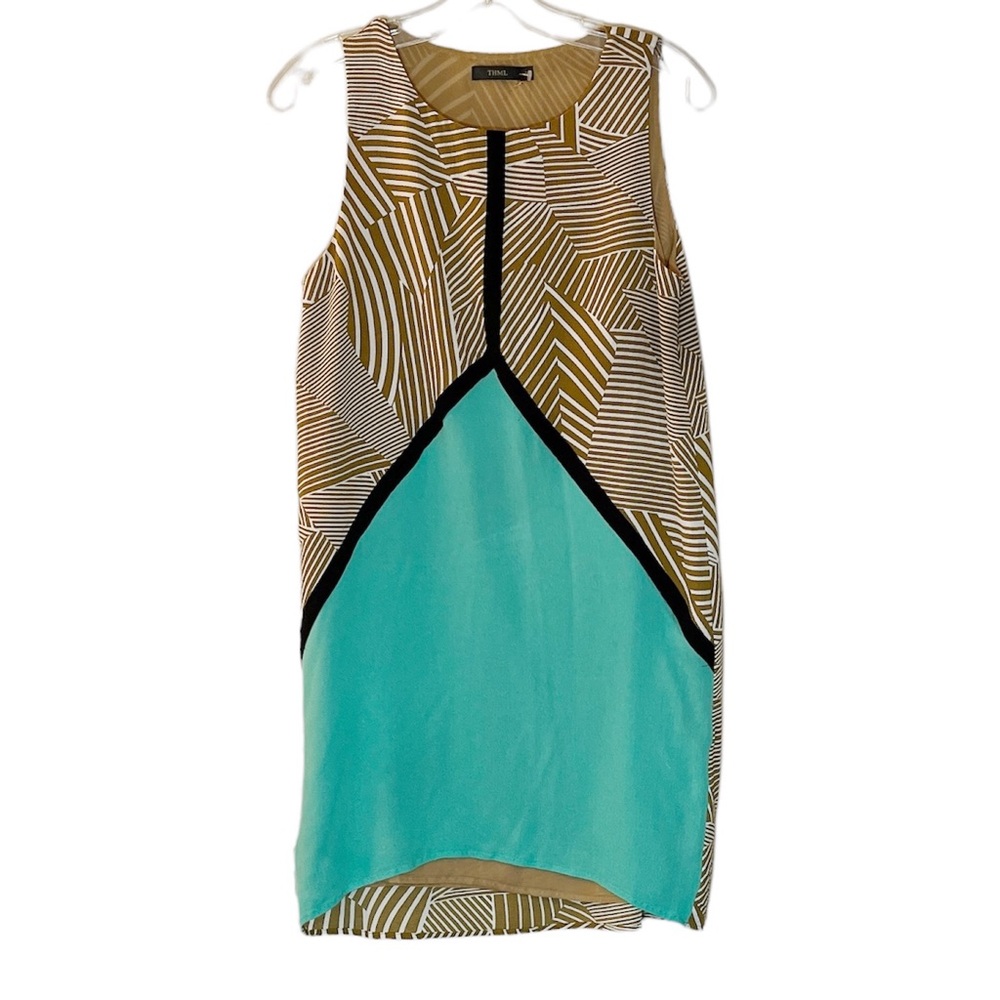 THML Anthropologie Sleeveless Retro Color Chiffon Sheath Dress - Women's XS